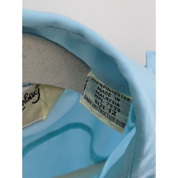 Diane Von Furstenberg Button Shirt Womens 12 Lightweight Poly Blue Shoulder Pads - Picture 4 of 10